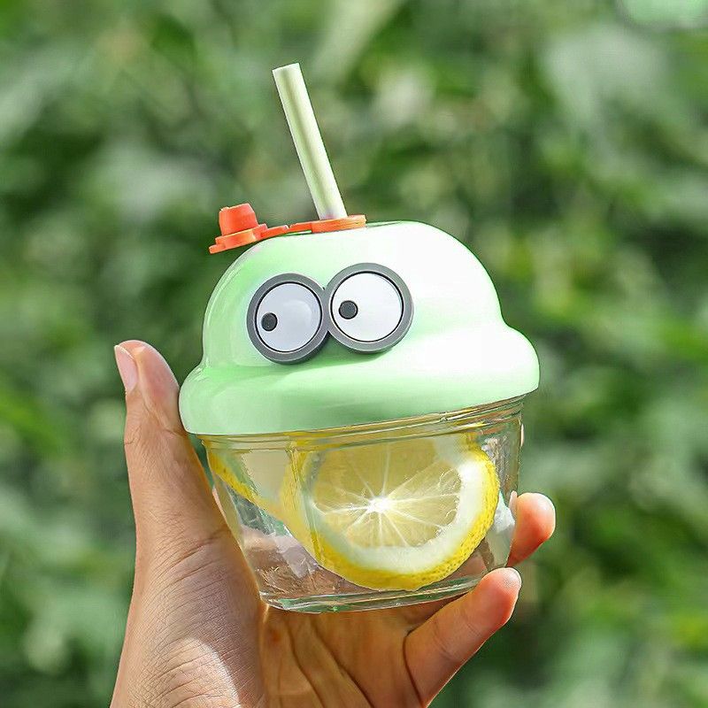 Mini Glass Tumbler With Straw - Cute Dunda Cup For Juice/Iced Tea (Gift Ready)​_voghion.com