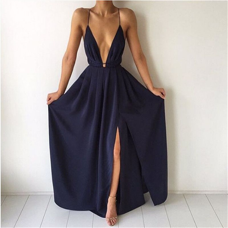 Pralles großes rotes V-Ausschnitt-Unterhemd im Urlaubsstil, rückenfreies Chiffon-Kleid im französischen Bohemian-Stil für Damen_voghion.com