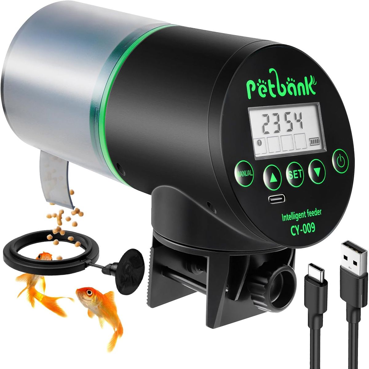 Futterautomat Aquarium, Fischfutterautomat Automatischer Fischfutterspender Mit USB-Ladekabel, Fisch Futterautomaten Für Aquarium Fischtank Schwarz_voghion.com