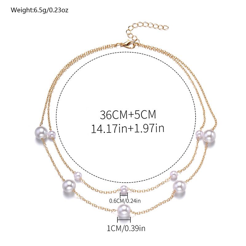 Chain Necklace Pendant Necklace New Exaggerated Chain Multi-Layer Necklace For Women, Light Luxury Street Style Pearl Pendant_voghion.com