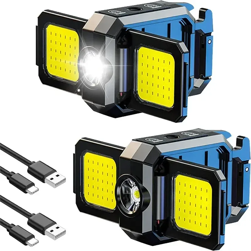 Mini-Taschenlampe, Schlüsselanhänger-Licht, COB-Arbeitslicht, wiederaufladbare USB-Lampe mit 90° faltbaren Seitenlichtern, superhelle tragbare Laternen_voghion.com