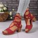 Plus Size Chunky Heel Spring Summer New Hollow Peep Toe Flower Buckle Casual Women's Sandals Strappy_voghion.com