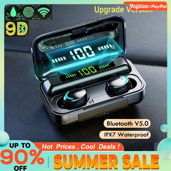 Cuffie Bluetooth senza fili Tws F9-5C Auricolari Display digitale Heaset Custodia di ricarica di grande capacità Auricolari impermeabili_voghion.com