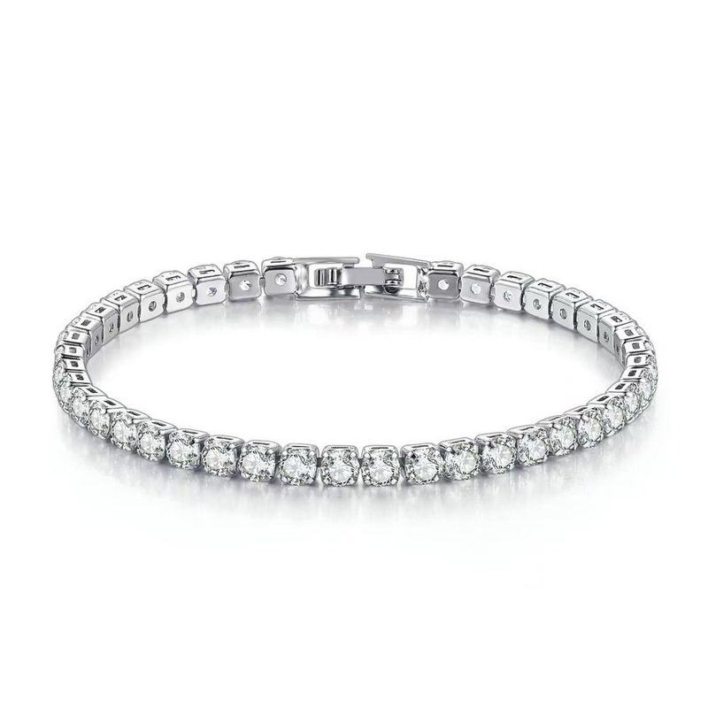 Bracciale con catena a griffe da tennis in zircone per uomo e donna, in acciaio al titanio lucido, pietra preziosa singola, per compleanno, San Valentino_voghion.com
