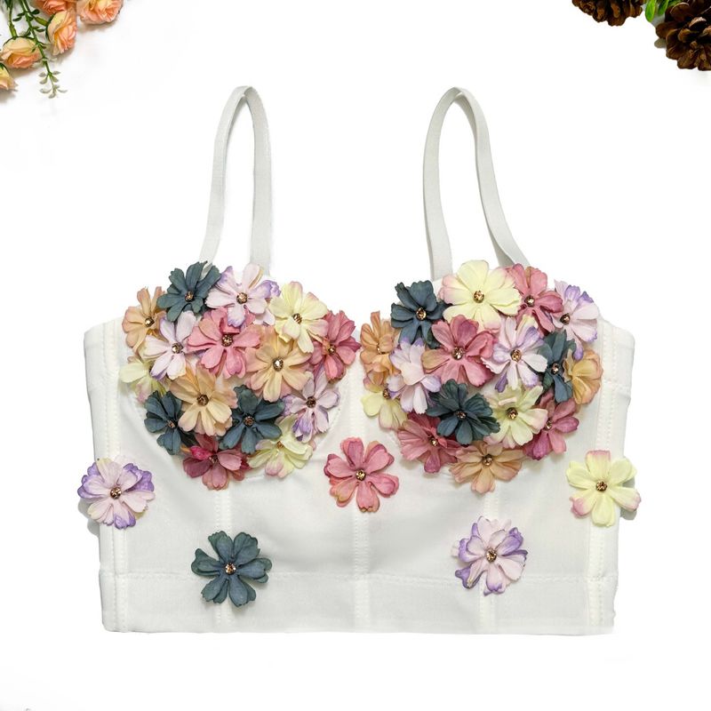 Colorful diamonds acrylic diamond halter undershirt handmade performance clothing outerwear fishbone corset_voghion.com