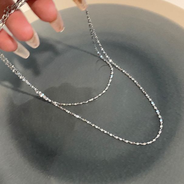 Sparkling double-layer metal necklace for women, summer choker, temperament necklace, light luxury, niche clavicle chain_voghion.com