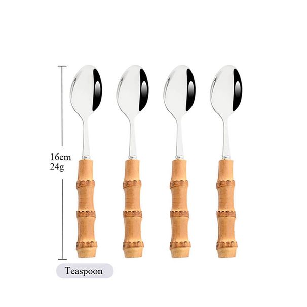 Talheres com cabo de bambu - Talheres estilo ocidental_voghion.com