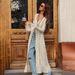 Riviera-Inspired Open-Knit Duster Cardigan – Oversized V-Neck With Bell Sleeves & Waist Tie (S/M/L, Cream Textured Weave)_voghion.com