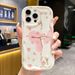 Case For IPhone 16 15 14 13 12 11 Pro X Xs Max XR 16E 7 8 Plus Cream Cute Wer Soft TPU Wrist Strap Phone Holder Cover_voghion.com