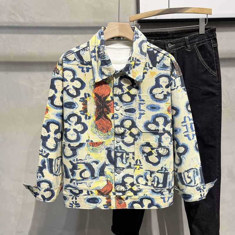 Giacca stampata integrale primavera e autunno 2023 per uomo, edizione coreana, di alta qualità, ampia, alla moda, personalizzata,_voghion.com