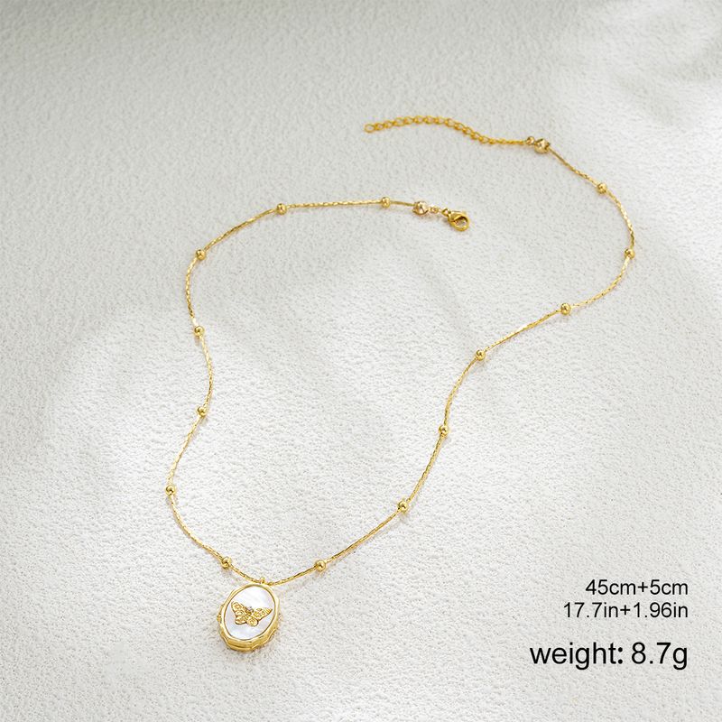 Collana retrattile a farfalla in madreperla con perle di conchiglia, temperamento versatile e squisita, da donna, semplice_voghion.com