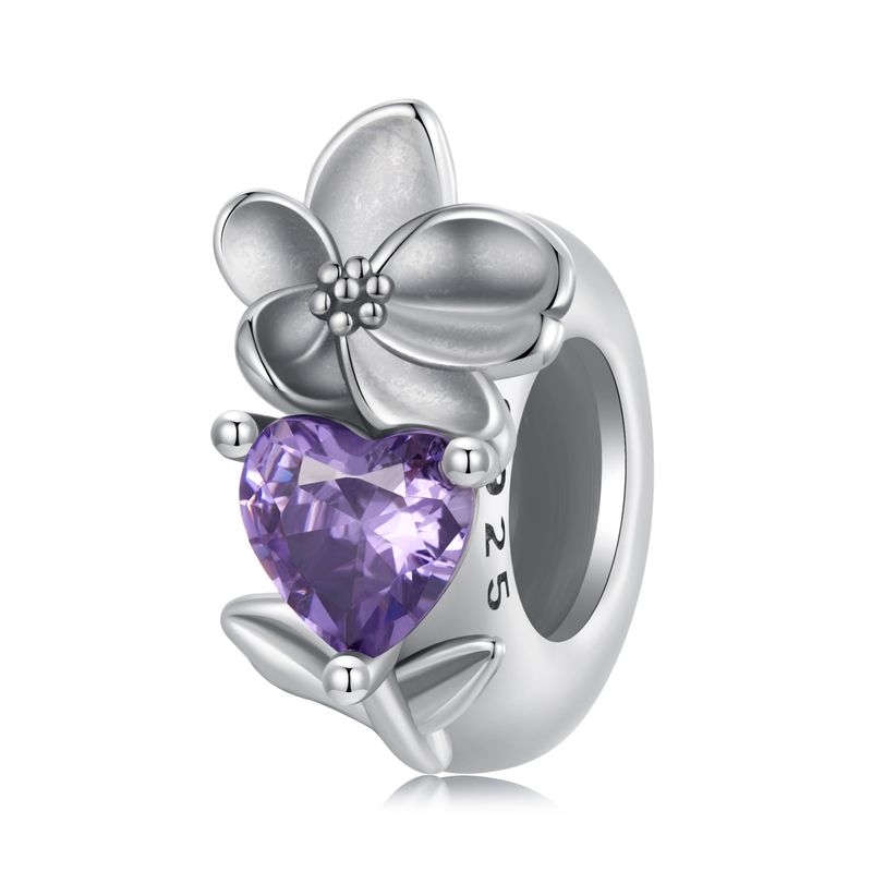 Douze pierres de naissance - Breloque violette en argent sterling_voghion.com