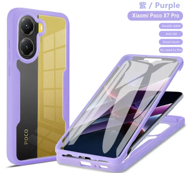 Coque de protection d'écran 3 en 1 360° transparente HD pour Note 14/13 Pro Plus 4/5G POCO X7 X6 F7 F6 M6 Plus 5G C75 C65_voghion.com