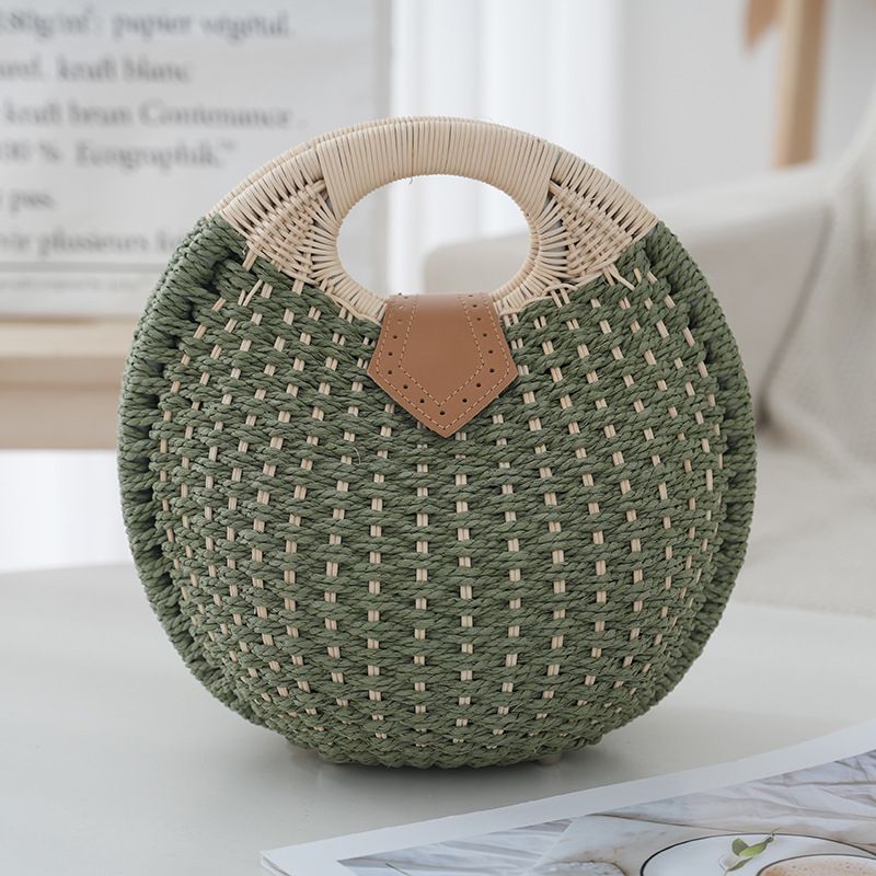 Sacs pour femmes, sac d'été simple à main pour femmes, sac en rotin fait à la main, sac de plage en paille, sac tissé polyvalent et tendance, sac décontracté_voghion.com