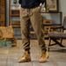 Men's Casual Cargo Pants - Loose Fit Workwear Trousers For Everyday Wear, Multiple Pockets, Lightweight Polyester, Black/Khaki/Dark Grey_voghion.com