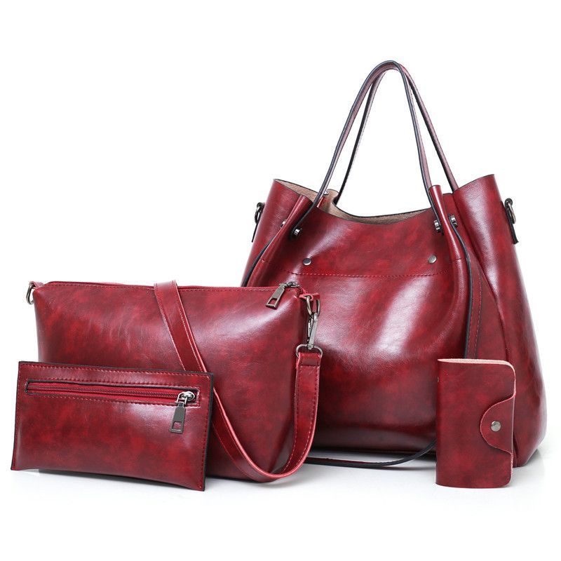 Women's New Retro Four Piece Set Mother Large Capacity One Shoulder Handheld Crossbody Bucket Bag_voghion.com