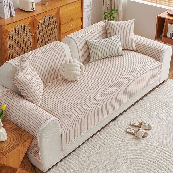 Housses de coussin et oreillers de canapé en chenille de qualité supérieure – Protections modernes à rayures et unies pour canapés 3 places, antidérapantes et respirantes_voghion.com