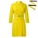 Women's Clothing High Waist Fashion Waist Waist Pleated Stitching Medium Long Suit Dress_voghion.com