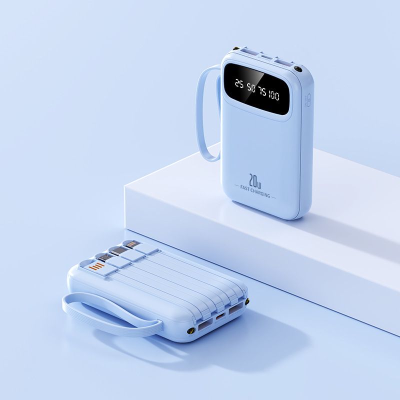 20000mAh Portable Power Bank With Built-in Cables, Compact & Fast Charging, Ideal For Travel & Gifts (Custom Logo Available)_voghion.com