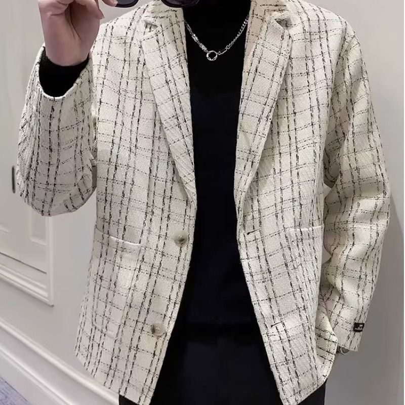 New Xiaoxiang style suit jacket for men, with a sense of luxury, casual and cool, British style, autumn small suit top_voghion.com
