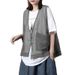 Gilet sans manches léger et polyvalent pour femme grande taille, style artistique, à bordure croisée, idéal pour l'automne._voghion.com