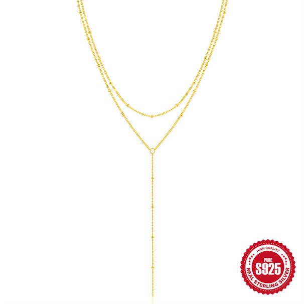 Elegant classic double side bead chain Y shape clavicle chain hot necklace_voghion.com