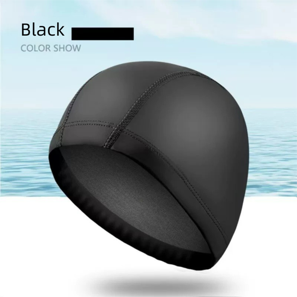 Badekappe für Erwachsene mit PU-Beschichtung, vergrößerte Gehörschutzkappe für lange Haare von Damen, wasserdichter und unzerbrechlicher Kopf, Unisex-Badekappe_voghion.com