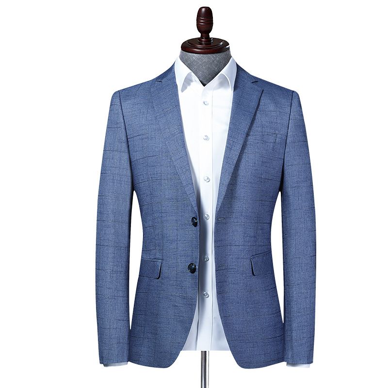 Men's Clothing Lashibert men's suits spring and autumn men's plaid suits style slim small suits men's casual blue jacket_voghion.com