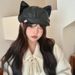 Unique Design Cat Ear Black Beret For Women Sweet Cute Versatile Large Head Circumference Octagonal Cloud Newsboy Hat_voghion.com