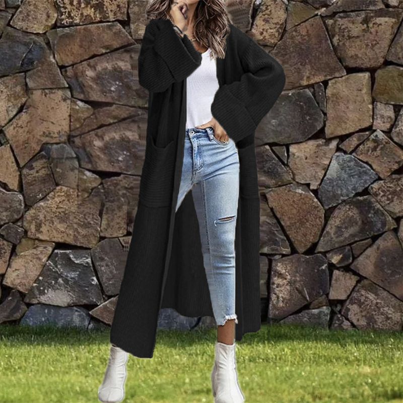 Nuovo cappotto maglione a maniche lunghe con tasche larghe e larghe da donna_voghion.com