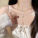 Double-layer tassel pearl necklace for women, niche design, camellia clavicle necklace, light luxury, temperament neck necklace_voghion.com
