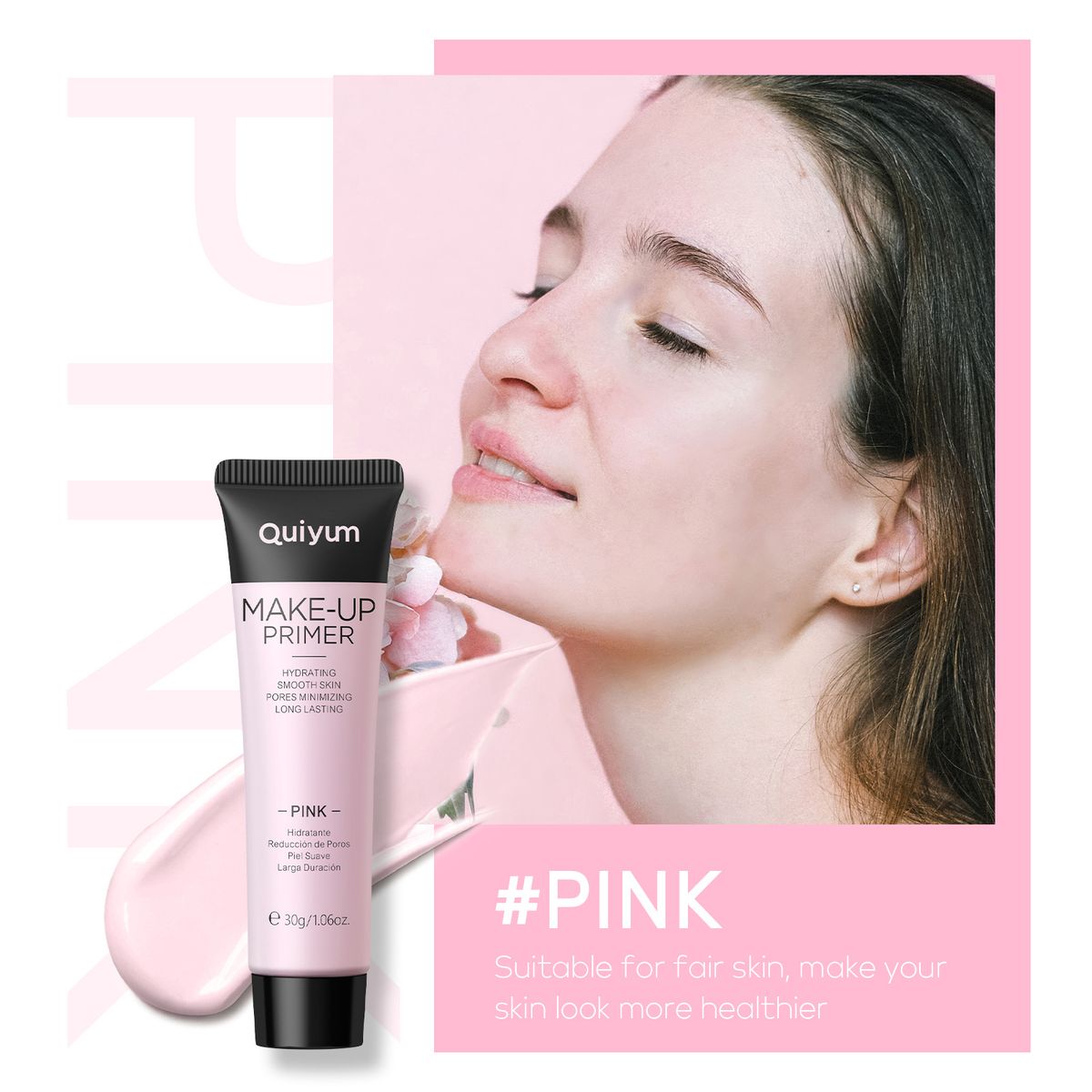 Primer-Version QUIYUM Makeup Primer 4 Farben (Tube) 30 g Feuchtigkeitsspendender und leicht feuchtigkeitsspendender Feuchtigkeitsprimer_voghion.com