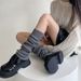 Pure color wool knitted socks pile socks Japanese style calf socks autumn and winter warm jk leg cover simple all-match gentle style_voghion.com