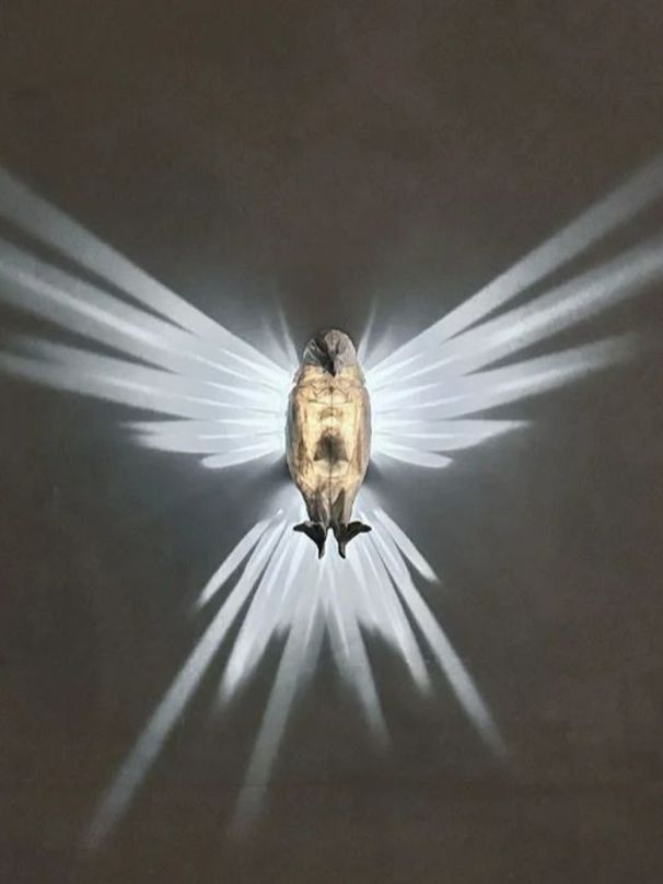 Lampada da parete decorativa a LED con proiezione di animali a forma di gufo reale, stampa 3D notturna_voghion.com