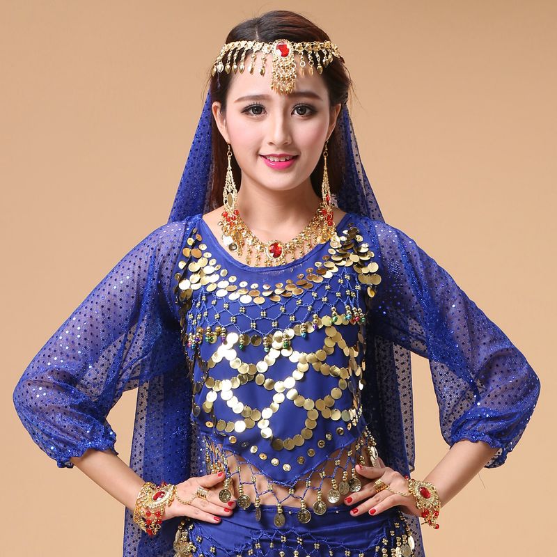 Children's Indian Dance Costume Xinjiang Dance Ethnic Dance Fitness Dance Costume Belly Dance Highlights Long Sleeve Top_voghion.com