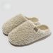 Pantuflas de algodón silenciosas para hombre, ideales para otoño e invierno. Nuevas, sencillas, gruesas, cálidas, de felpa suave en la suela. Para mujer._voghion.com