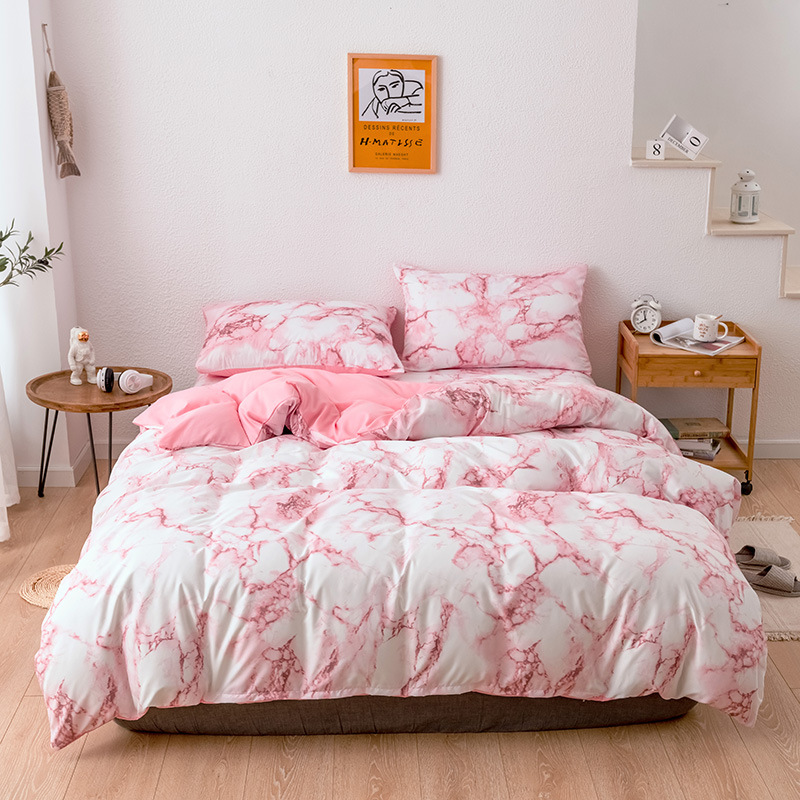 Home Garden Marble Pattern Printed Quilt Cover Bed Sheet Three Or Four Piece Set Full Size_voghion.com
