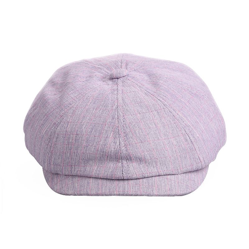 Net red plaid Japanese octagonal cap retro British style painter's hat ageing hundred with casual beret_voghion.com