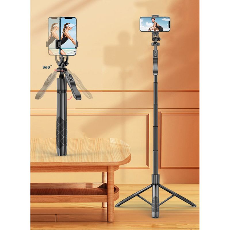 Bluetooth Selfie Stick L16 Floor Stand Live Streaming Anti-Shake Extendable Tripod Phone Holder Photo Artifact_voghion.com