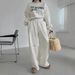 Korean Chic Winter Set – Oversized Letter Print Sweatshirt & High-Waist Drawstring Pants (XL, Charcoal Grey)_voghion.com