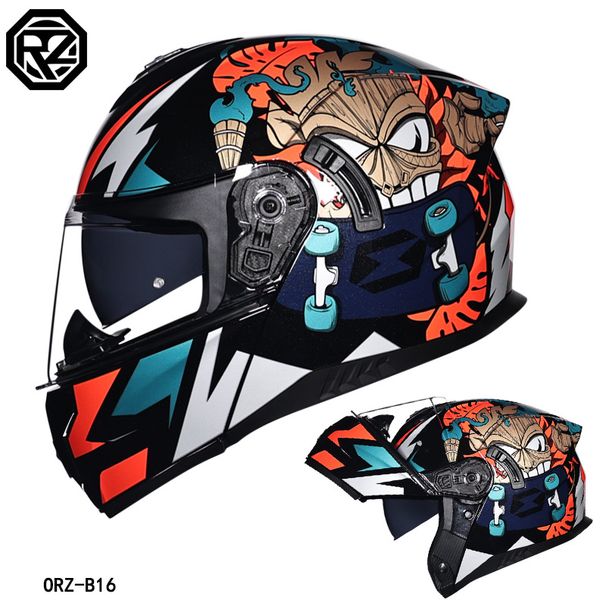 Hjelm Flip-up hjelm Herre- og damemotorsykkel vinter halvfull hjelm personlighet kul gatebil med Bluetooth universal for alle årstider_voghion.com