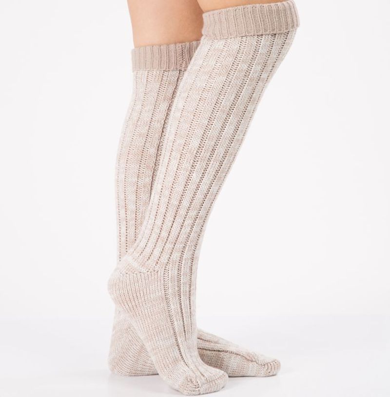 Socks, adult over the knee, indoor socks, drawstring, mixed color, color blocked floor socks_voghion.com