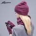 Unisex fleece three-piece thermal suit winter hat scarf touch screen gloves_voghion.com
