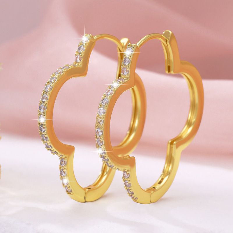 Ohrringe Personalisiertes Design Hohle Vierblättriges Kleeblatt Ohrringe Für Frauen Mode Vierblättrige Blume Ohrringe_voghion.com