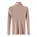 Vêtements pour femmes Pull en tricot à manches longues Col rond Coupe ajustée Pull décontracté Tunique Haut Doux Mélange de viscose Confortable Extensible Basique_voghion.com