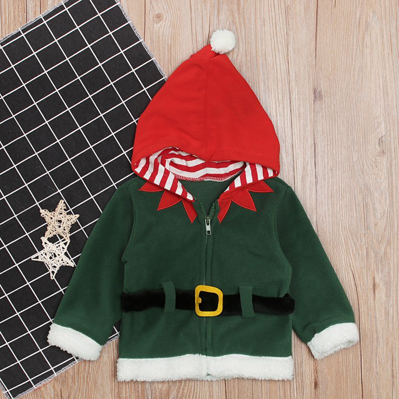 Bērnu ziemas Ziemassvētku stils zēniem un meitenēm Ziemassvētku stils bērniem ar kapucēm un flīsa mēteļiem_voghion.com