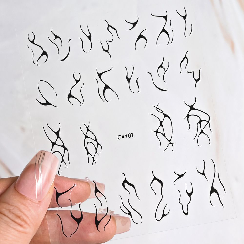 New Irregular Line Nail Decals - Y2K Grunge Stripes | 3D Adhesive DIY Nail Art Stickers For Hot Girls_voghion.com