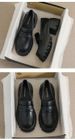 Scarpe da lavoro in pelle nera da donna con plateau e monopedale, stile retrò, stile britannico_voghion.com