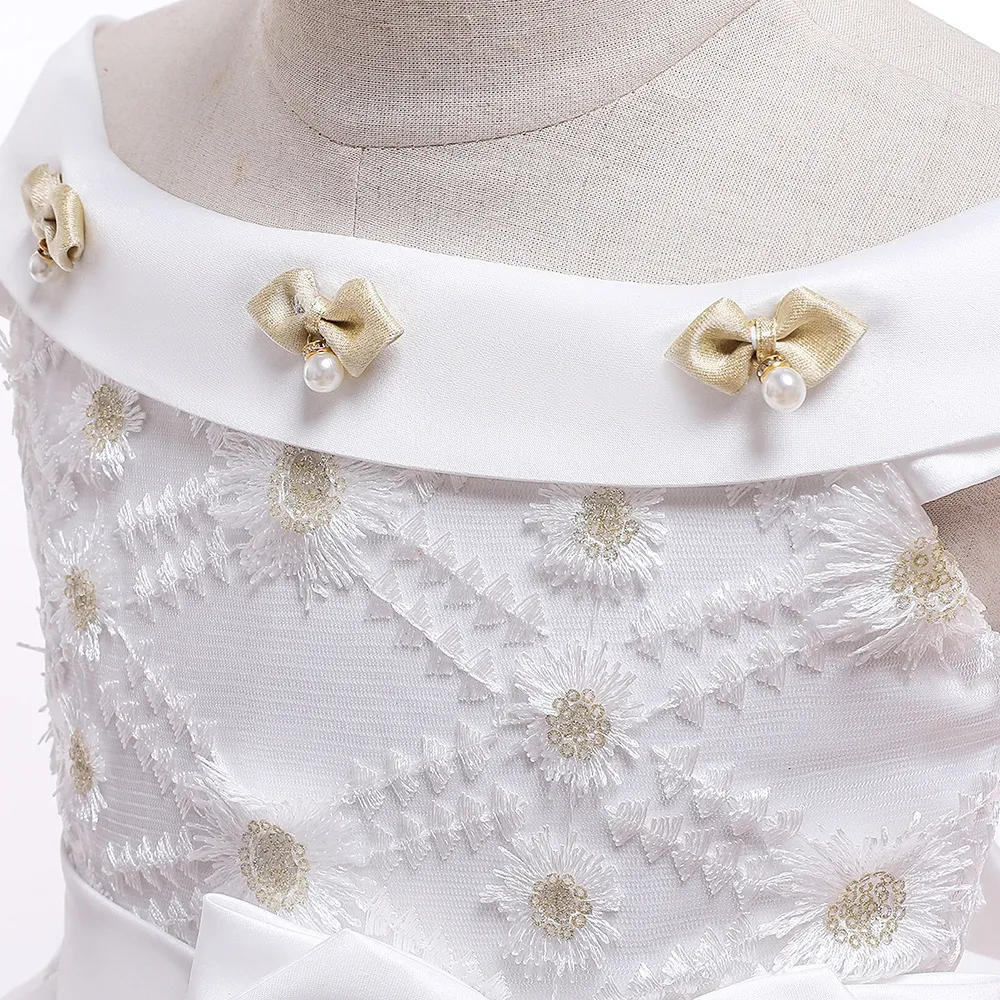 Mother & Kids Off-shoulder lapel wedding dress flower girl dress girl long dress children's party performance costume princess dress 2024_voghion.com