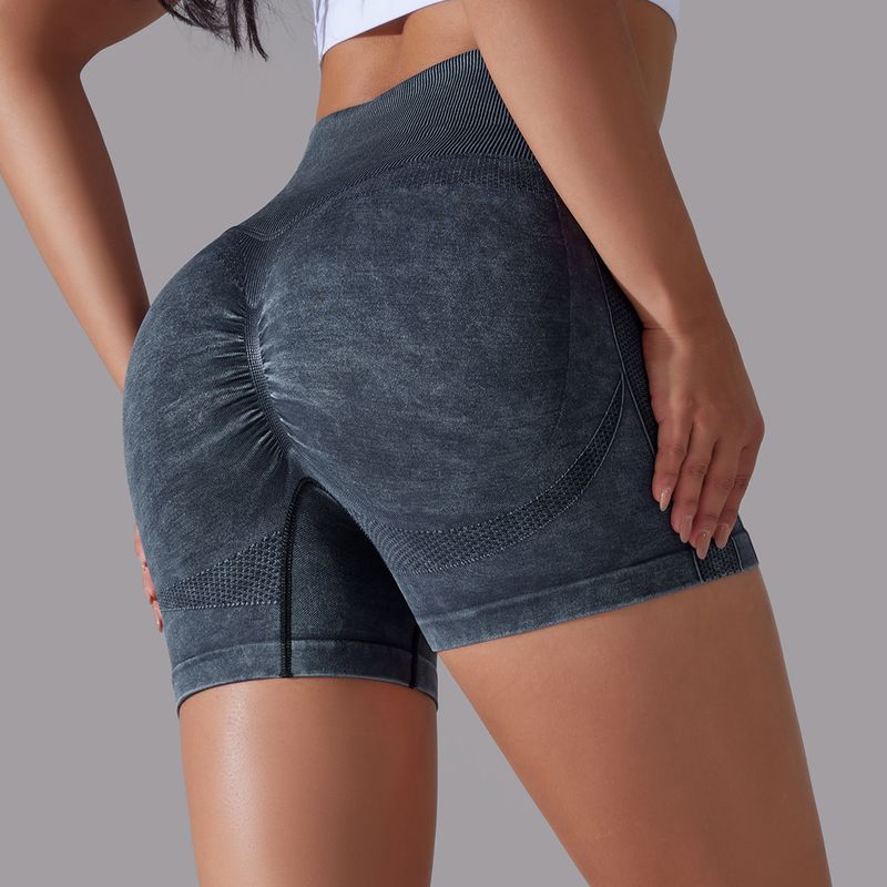 Seamless Knitted Water Sand Washed Peach High Waist Cresct Yoga Sports, Running, Fitness, and Three Leg Shorts for_voghion.com